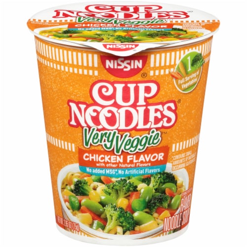 Nissin Cup Noodles Very Veggie Chicken Flavor Ramen Noodle Soup Perspective: front