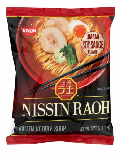 Nissin® Raoh® Umami Soy Sauce Flavor Ramen Noodle Soup Perspective: front