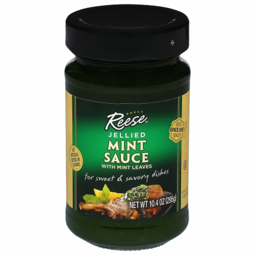 Reese® Jellied Mint Sauce with Mint Leaves Perspective: front