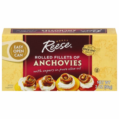 Reese® Rolled Fillets of Anchovies with Capers in Pure Olive Oil Perspective: front