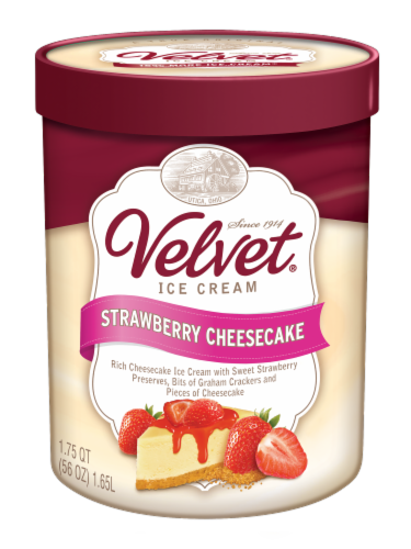 Velvet Strawberry Cheesecake Ice Cream Perspective: front