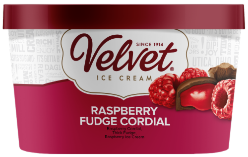Velvet® Raspberry Fudge Cordial Ice Cream Tub Perspective: front