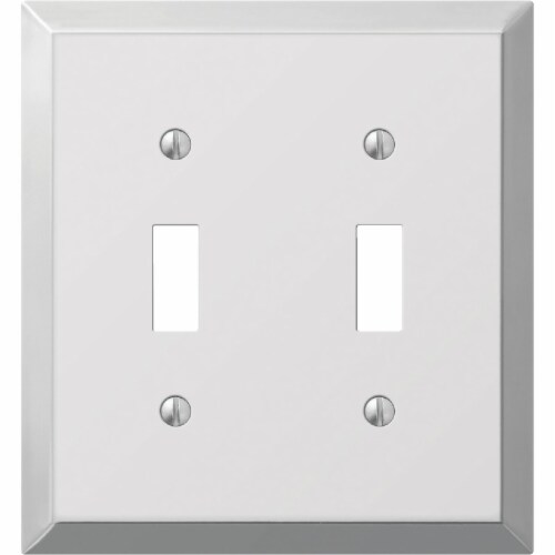 Amerelle® Double Toggle Chrome Wallplate Light Switch Cover Perspective: front