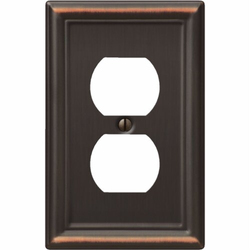 Amerelle Chelsea Duplex Receptacle Wall Plate - Aged Bronze Perspective: front