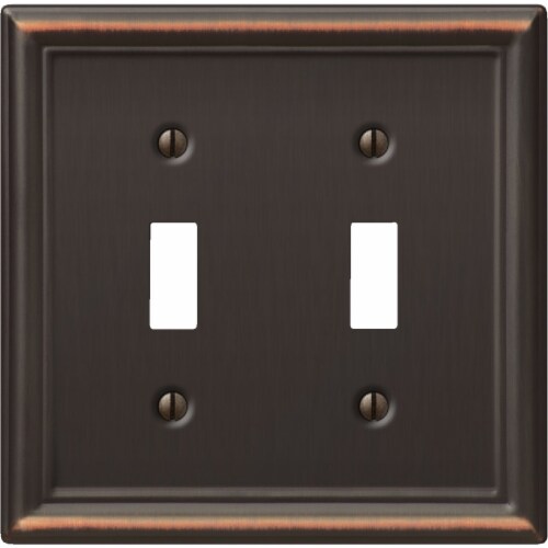 Amerelle® Chelsea Double Toggle Wall Plate - Aged Bronze Perspective: front