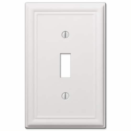 Amerelle Chelsea White Single Switch Stamped Steel Wallplate Perspective: front