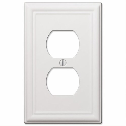 Amerelle Chelsea White Duplex Outlet Stamped Steel Wallplate Perspective: front
