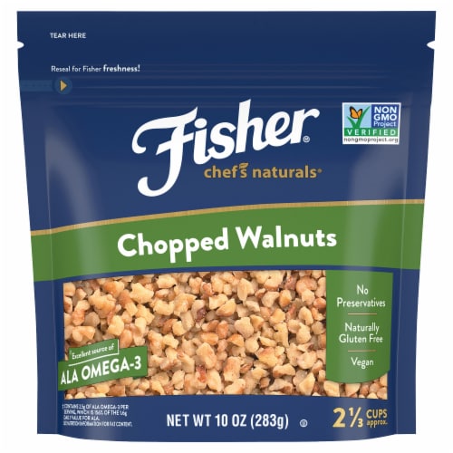 Fisher California Grown Unsalted Chopped Walnuts Perspective: front