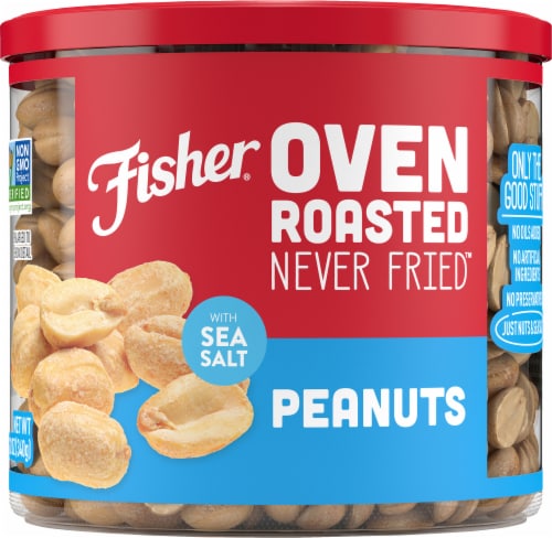 Fisher Snack Oven Roasted Never Fried Peanuts Perspective: front