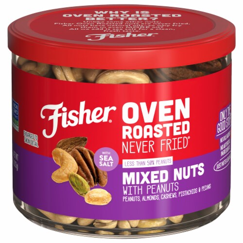 Fisher® Oven Roasted Never Fried® Mixed Nuts with Peanuts & Sea Salt Perspective: front