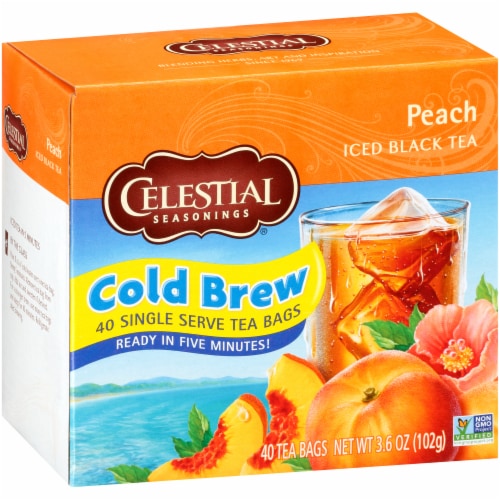 Celestial Seasonings Peach Cool Brew Iced Tea Bags Perspective: front