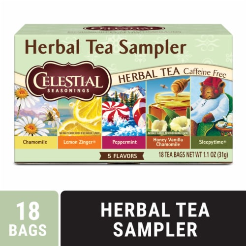 Celestial Seasonings Herbal Tea Bag Sampler Perspective: front