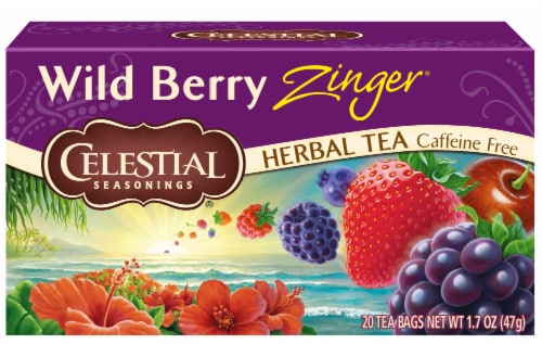 Celestial Seasonings® Caffeine Free Wild Berry Zinger® Herbal Tea Bags Perspective: front