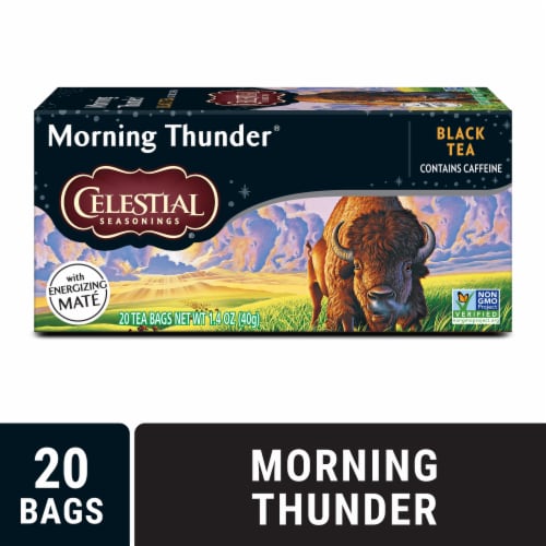 Celestial Seasonings Caffeinated Morning Thunder Black Tea Perspective: front