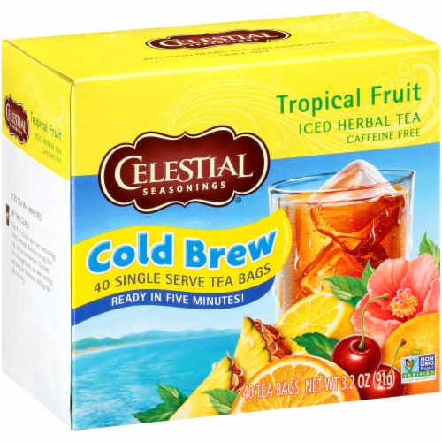 Celestial Seasonings Tropical Fruit Cool Brew Iced Herbal Tea Bags Perspective: front