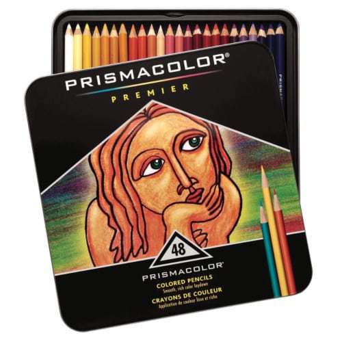 Prismacolor 002454 Premier Non-Toxic Soft Core Waterproof Colored Pencil Set- Assorted Color- Perspective: front