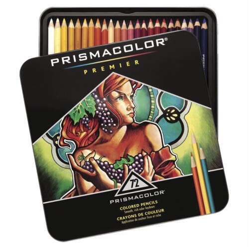 PRISMACOLOR PREMIER COLORED PENCIL 72 COLOR TIN SET Perspective: front