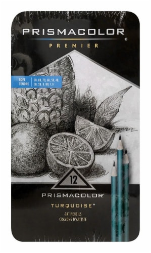Prismacolor® Turquoise Pencil Tins Perspective: front