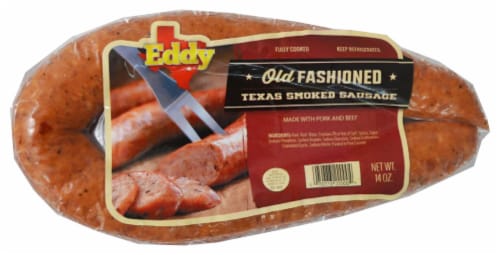 Eddy Old Fashion Pork and Beef Texas Smoked Sausage Perspective: front