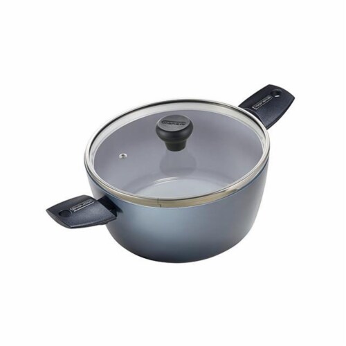 Range Kleen 8.5 in. Azul Gres Ceramic Coated 2.75 qt Dutch Oven Perspective: front