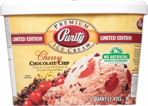 Purity Cherry Chocolate Chip Ice Cream Tub Perspective: front