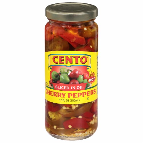 Cento® Sliced in Oil Hot Cherry Peppers Perspective: front