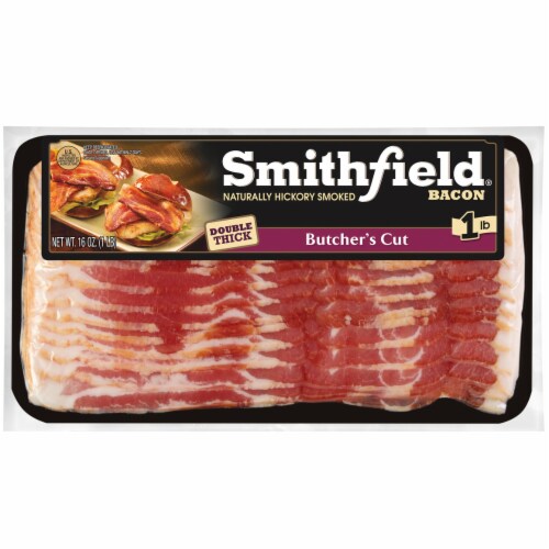 Naturally Hickory Smoked Butcher's Extra Thick Cut Bacon Perspective: front