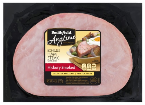 Smithfield Anytime Favorites Boneless Hickory Smoked Ham Steak Perspective: front