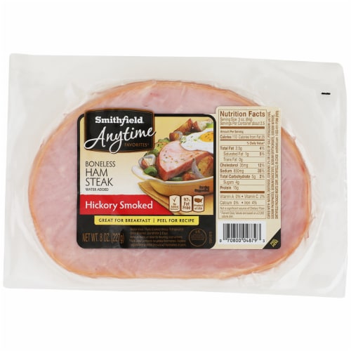 Smithfield Anytime Favorites Hickory Smoked Boneless Ham Steak Perspective: front