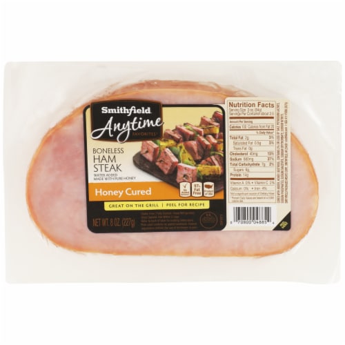 Smithfield Anytime Favorites Honey Cured Boneless Ham Steak Perspective: front