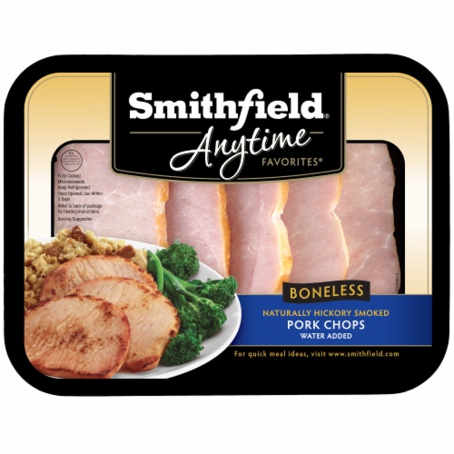 Smithfield Anytime Favorites Naturally Hickory Smoked Pork Chops Perspective: front