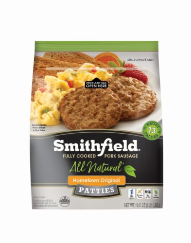 Smithfield® All Natural Hometown Original Fully Cooked Pork Sausage Patties Perspective: front
