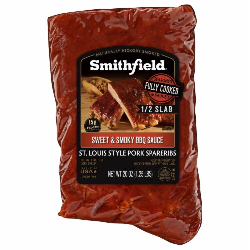 Smithfield® Sweet & Smoky BBQ Sauce St. Louis Style Pork Spareribs Perspective: front