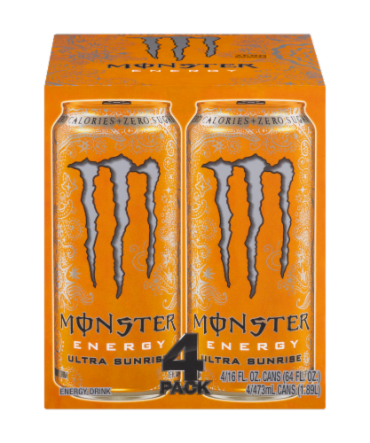 Monster Ultra Sunrise Energy Drink 4 Cans 16 Fl Oz Qfc