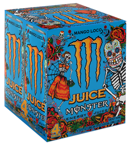 Monster Juice Mango Loco Energy Juice Perspective: front