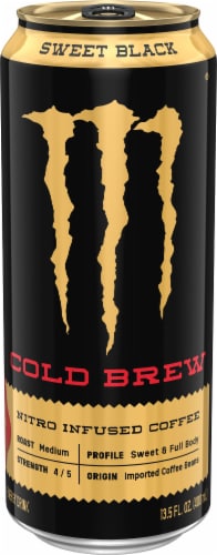 Java Monster® Sweet Black Cold Brew Coffee Energy Drink Can Perspective: front