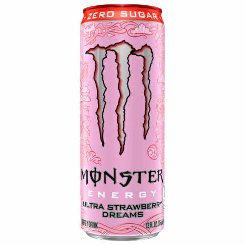 Monster® Zero Sugar Ultra Strawberry Dreams Energy Drink Can Perspective: front