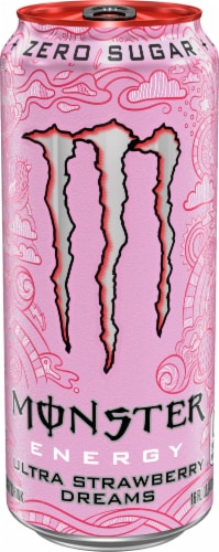 Monster® Zero Sugar Ultra Strawberry Dreams Energy Drink Can Perspective: front