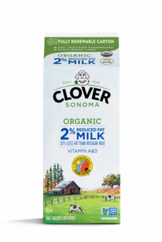 Clover Farms Organic 2% Reduced Fat Milk Perspective: front