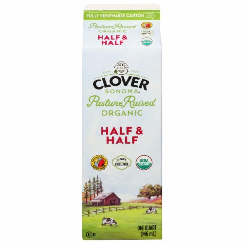 Clover Sonoma Pasture Raised Organic Half & Half 1 qt Perspective: front