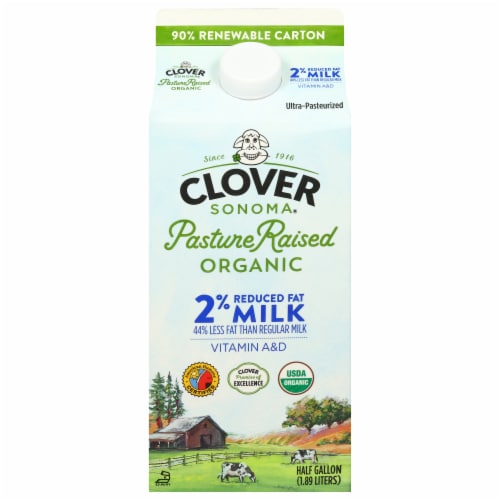 Clover Organic 2% Reduced Fat Milk Perspective: front