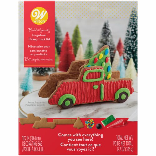 Wilton Build It Yourself Gingerbread Pickup Truck Decorating Kit Perspective: front