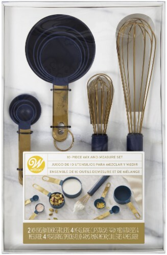 Wilton Kitchen Utensils Mix And Measure Set 10/Pkg-Navy Blue And Gold Perspective: front
