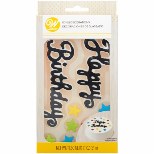 Wilton Icing Happy Birthday Star Decorations Perspective: front