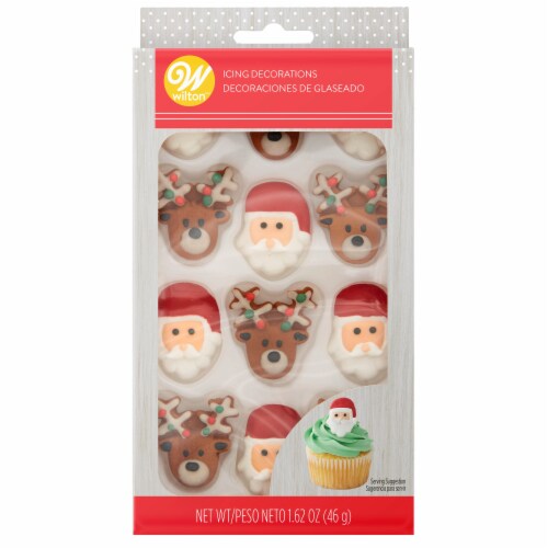 Wilton Santa and Reindeer Icing Decorations Perspective: front