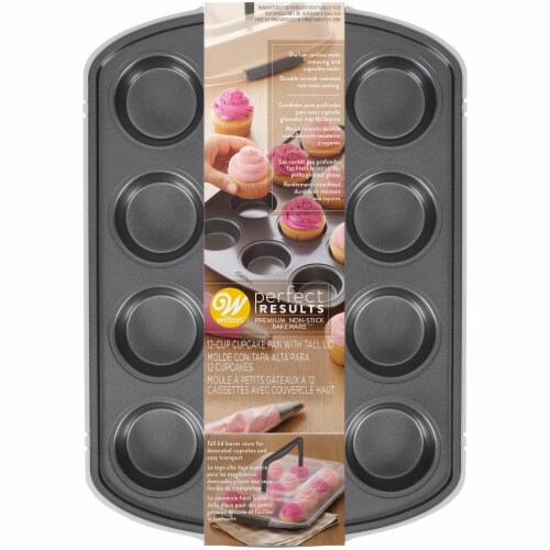 Wilton Perfect Results 12-Cup Cupcake Pan with Tall Lid Perspective: front