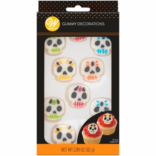 Wilton® Day of the Dead Skull Gummy Decorations - Dia de los Muertos Perspective: front