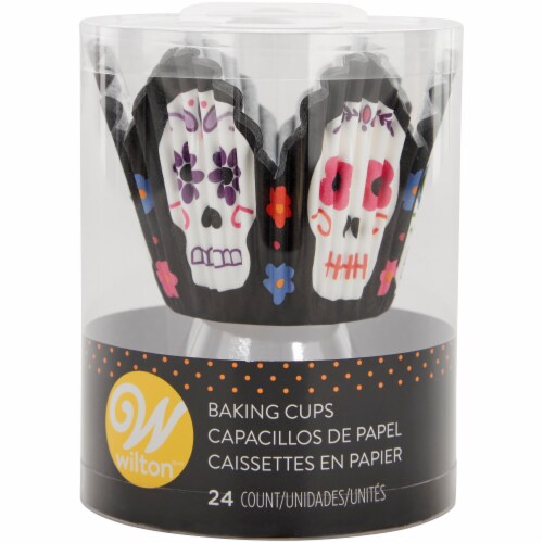 Wilton® Day of the Dead Skull Halloween Baking Cup - Dia de los Muertos Perspective: front