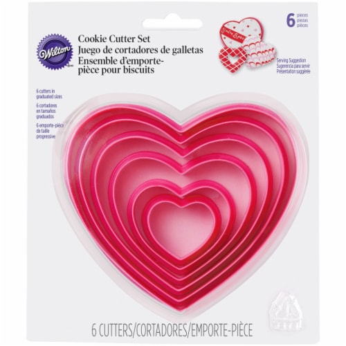 BCHOCKS Heart Cookie Cutter Set 7 Pcs with 100 Pcs 4 Clear Pink Heart Biscuit Bags - Valentine Day Cookie Cutters Set Stainless Steel Biscuit Pastry