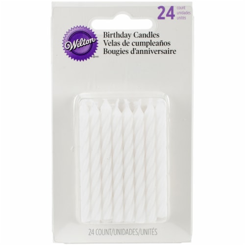 Wilton White Striped Spirals Birthday Candles Perspective: front